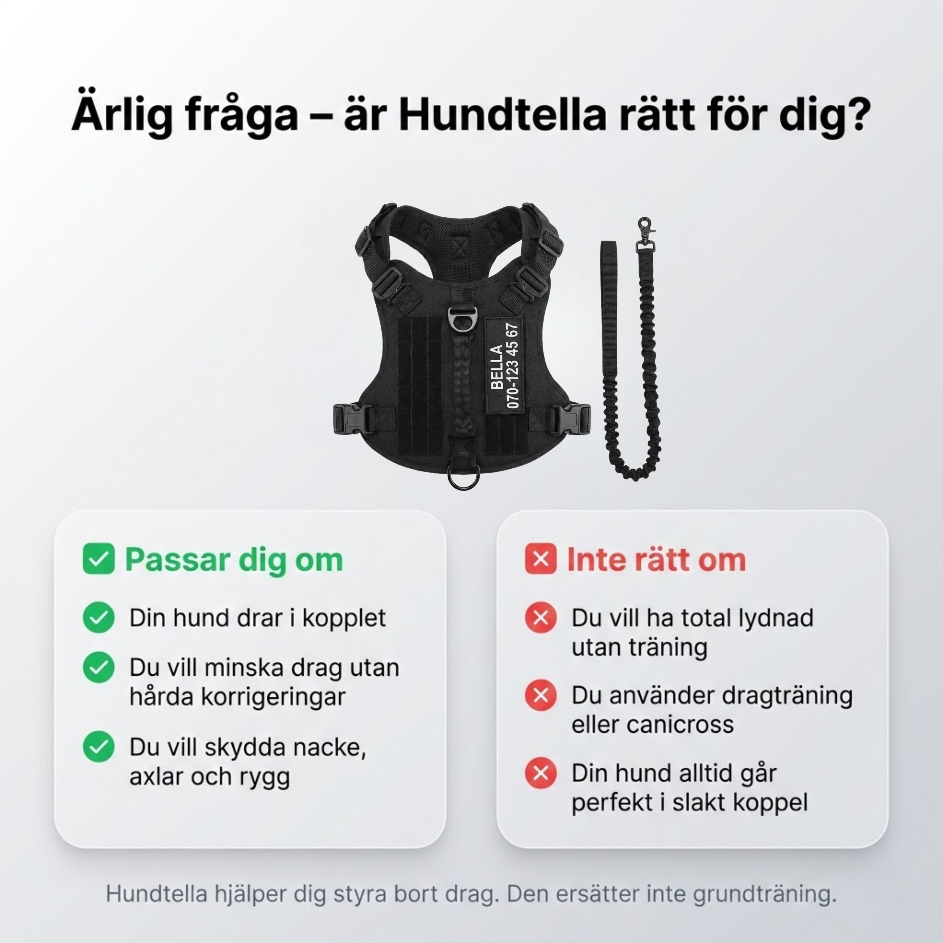 Hundtellas Anti-drag & Hitta hem sele
